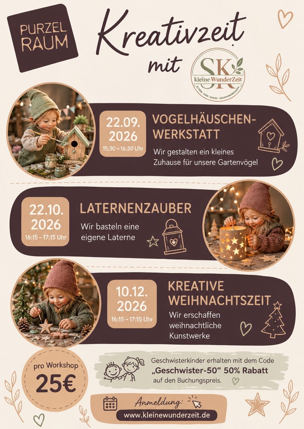 Kreativzeit Workshop im Purzelraum